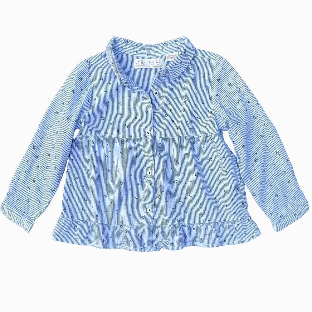 Zara Stars & Stripes Girls Baby Toddler Blouse Size 2T / 3T